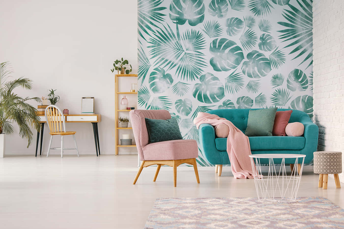 Botanical Bliss - Modern Living Room Wallpaper