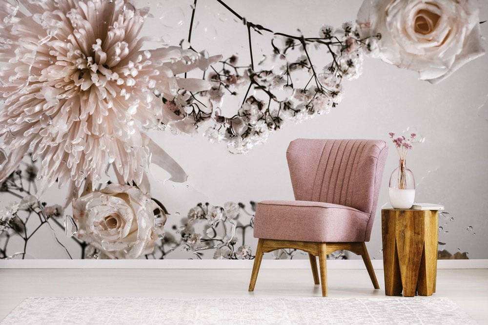 Floral Delights - The Best Wallpaper for Living Room