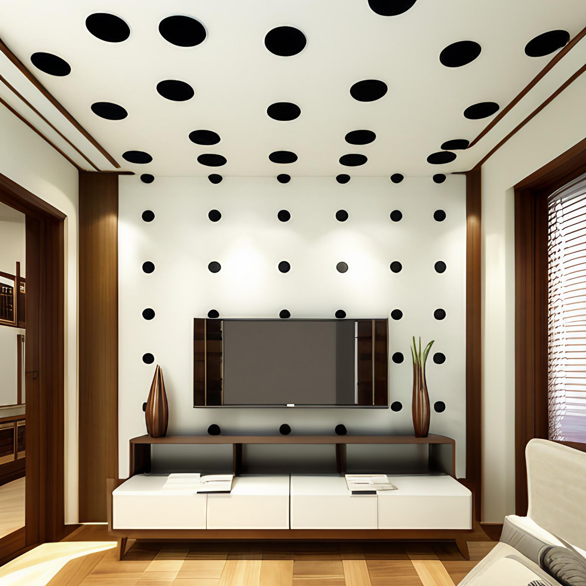 Living Room Wallpaper Design with Chic Ceilings