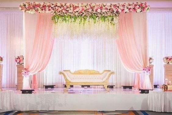 Pastel Drapes Simple Wedding Stage Decoration