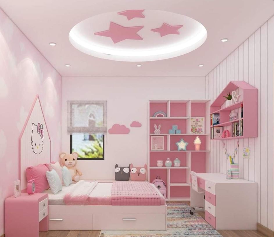 Elegant Pink-themed POP Design For Roof