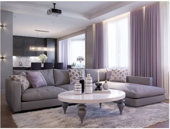 Lavender and Grey Combination interior