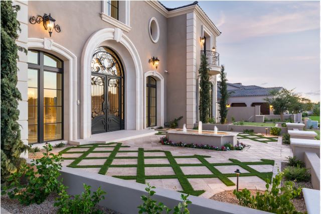 Mediterranian-themed Stucco Front Wall Design