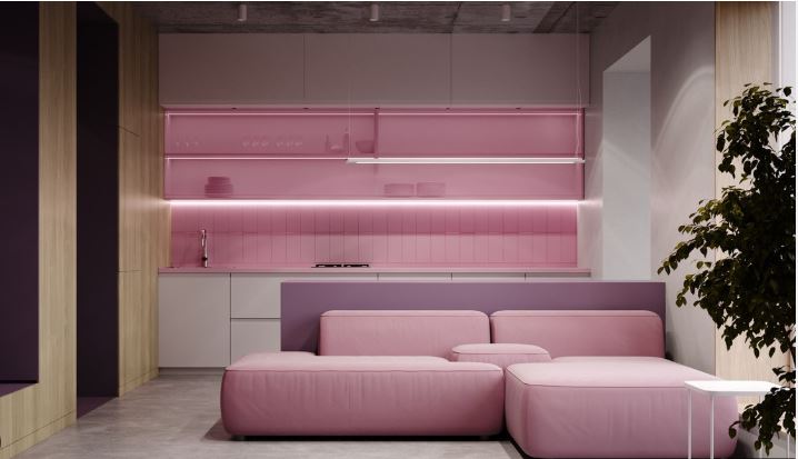 Pink and Lavender Colour Combination interior