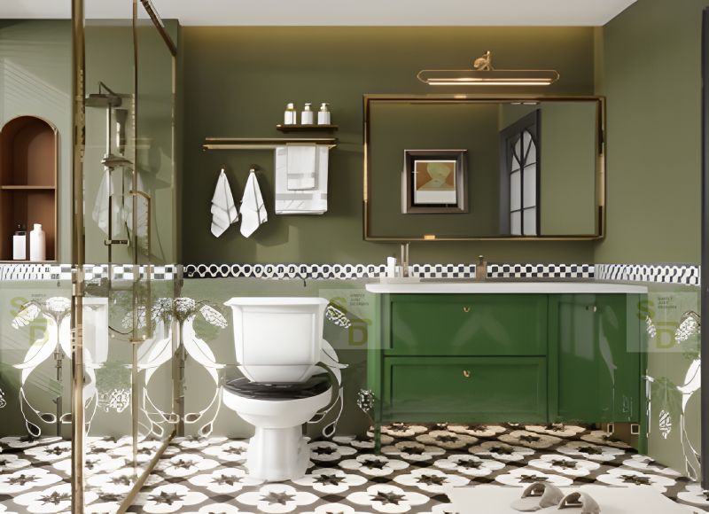 Green bathroom vanity