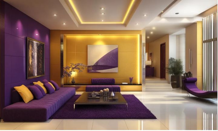 Yellow Color Combination Lavender interior