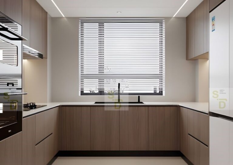 Contemporary Kitchen Interiors with wooden shutters