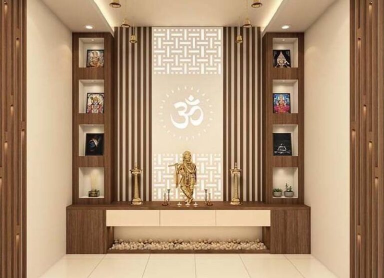 Modern Pooja Room with Om Symbol