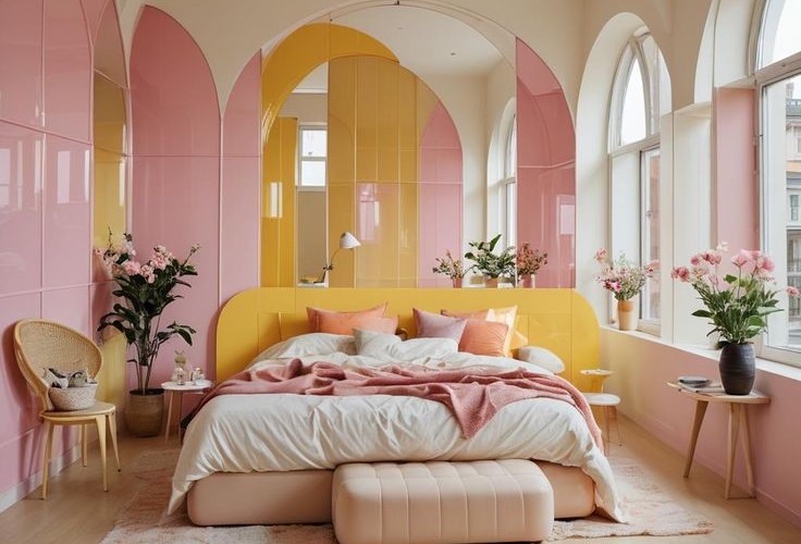 Pink, Yellow and Beige