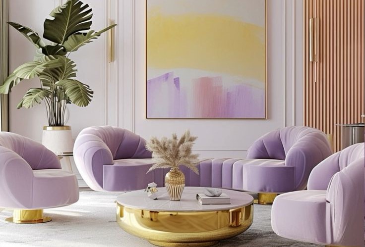 Purple, Yellow And White Dining Room Color Combination