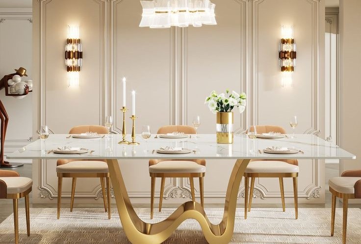 White And Beige Dining Room Color Combination