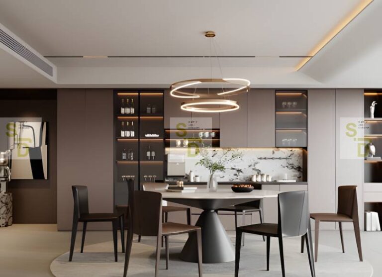 Contemporary Dining Space and Built-in Cabinetry