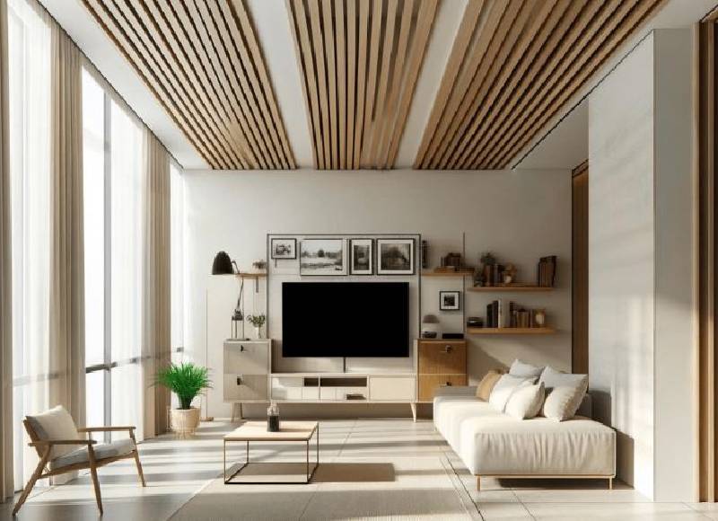 Modern Wooden Slatted False Ceiling