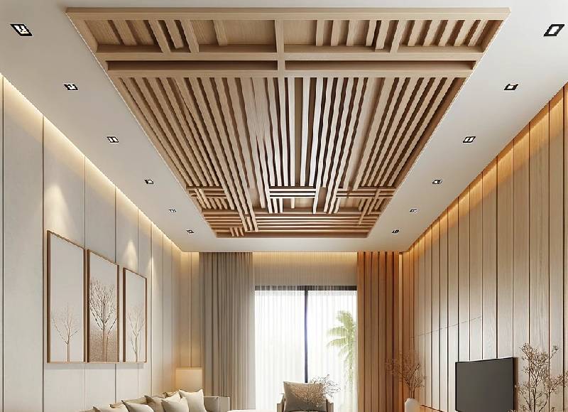 Multi-Layered Wooden Ceiling